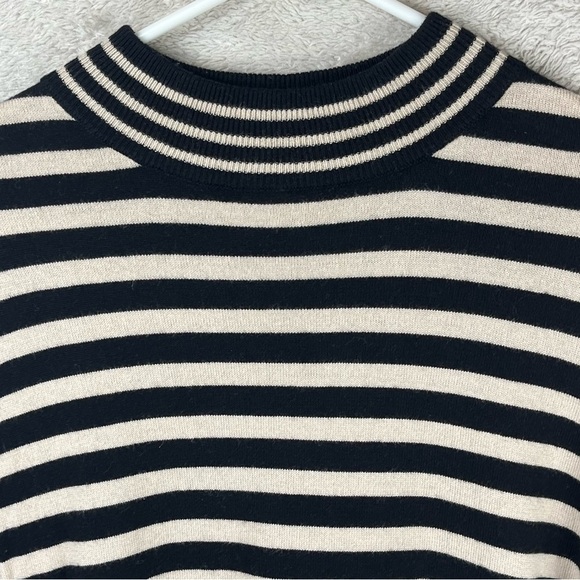 SUSAN GRAVER Striped Lightweight Sweater w/ Slimming Panels Mockneck Large - Picture 2 of 15